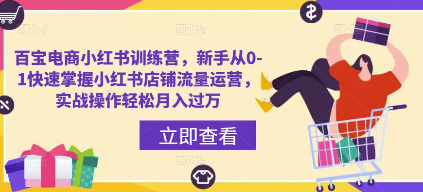 百宝电商小红书训练营,新手从0-1快速掌握小红书店铺流量运营,实战操作轻松月入过万-淘金日记