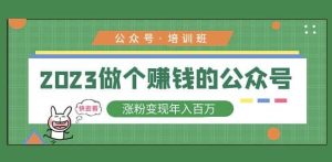 2023公众号培训班,2023做个赚钱的公众号,涨粉变现年入百万!-淘金日记