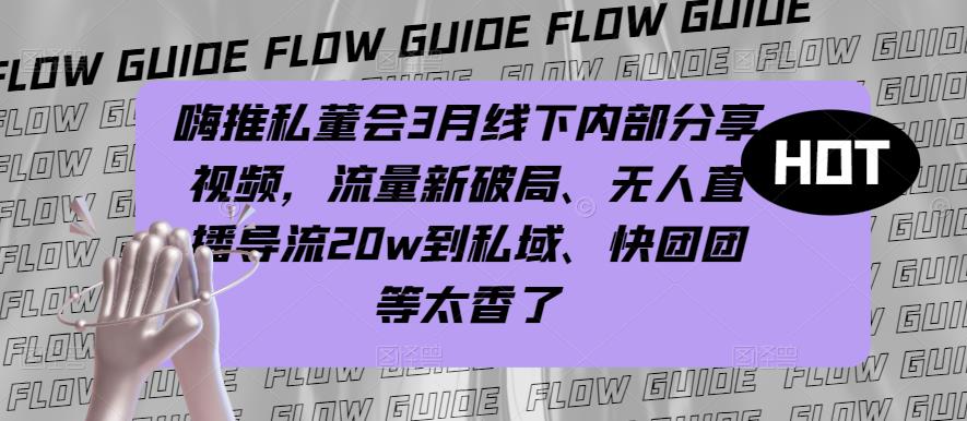 嗨推私董会3月线下内部分享视频,流量新破局、无人直播导流20w到私域、快团团等太香了-淘金日记