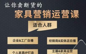 让你卖断货的家具营销运营课,打造高销量家具账号(短视频+直播+人物IP)-淘金日记