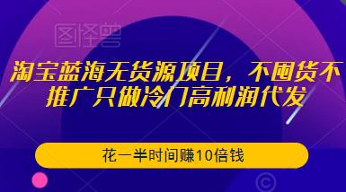 淘宝蓝海无货源项目，不囤货不推广只做冷门高利润代发，花一半时间赚10倍钱-淘金日记