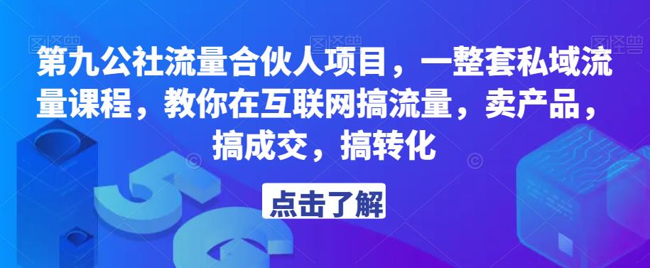 第九公社流量合伙人项目,一整套私域流量课程,教你在互联网搞流量,卖产品,搞成交,搞转化-淘金日记