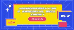 小店随心推投放实操指导从入门到进阶,保姆级投流操作方法,精准起店,生意即刻起飞-淘金日记