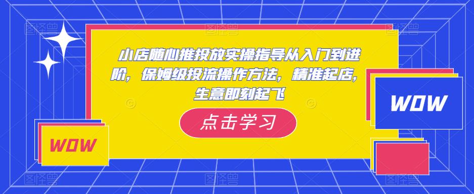 小店随心推投放实操指导从入门到进阶,保姆级投流操作方法,精准起店,生意即刻起飞-淘金日记
