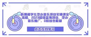 听潮阁学社汽水音乐项目实操课全流程,2023超级蓝海项目,汽水音乐推广,0粉丝也能做-淘金日记