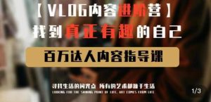 vlog内容进阶营,找到真正有趣的自己,百万达人内容指导课-淘金日记