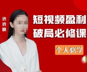 2023最新透透糖短视频盈利破局必修课——个人必学-淘金日记