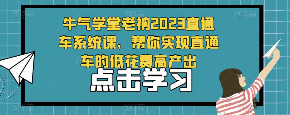 牛气学堂老衲2023直通车系统课,帮你实现直通车的低花费高产出-淘金日记