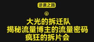 大光的拆迁队(30个片),揭秘博主的流量密码,疯狂的拆片会-淘金日记