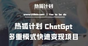 热狐计划：王大陆ChatGpt多重变现实操课，多种模式快速变现-淘金日记