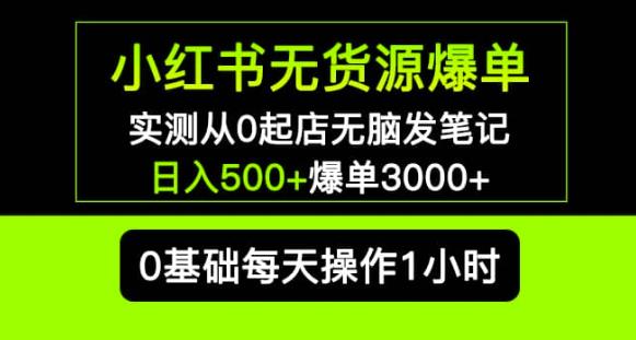 小红书无货源爆单实测从0起店无脑发笔记爆单3000+长期项目可多店-淘金日记