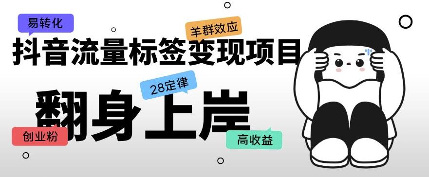 抖音流量标签变现项目,抖音创业粉轻松转化,单价高收益简单-淘金日记