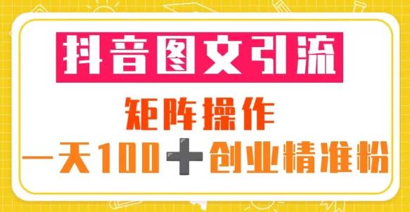 抖音图文引流矩阵操作一天100+创业精准粉(5节视频课+素材模板)-淘金日记