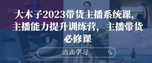 大木子2023带货主播系统课，主播能力提升训练营，主播带货必修课-淘金日记