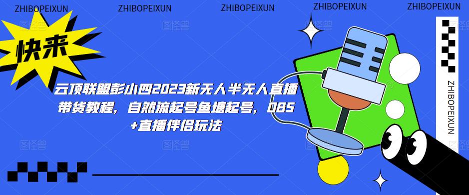 云顶联盟彭小四2023新无人半无人直播带货教程,自然流起号鱼塘起号,OBS+直播伴侣玩法-淘金日记