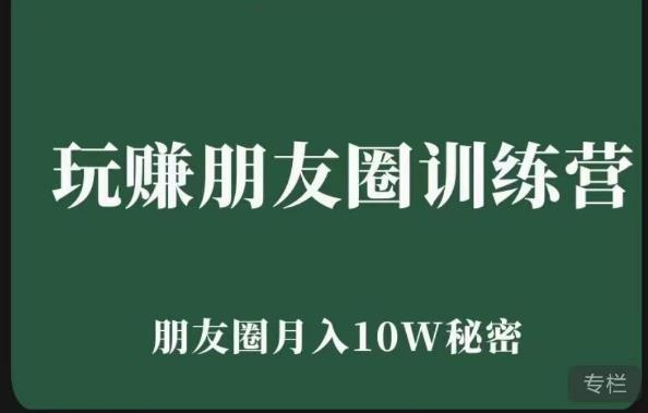 玩赚朋友圈系统课,朋友圈月入10W的秘密,7天系统图文课程-淘金日记