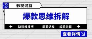 影视混剪爆款思维拆解,从混剪认知到0粉丝小号案例,讲防违规技巧,混剪遇到的问题如何解决等-淘金日记