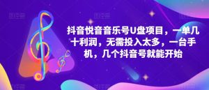 抖音音乐号U盘项目,一单几十利润,无需投入太多,一台手机,几个抖音号就能开始-淘金日记