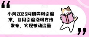 ​小淘2023网创类粉引流术，自用引流涨粉方法发布，实现被动流量-淘金日记