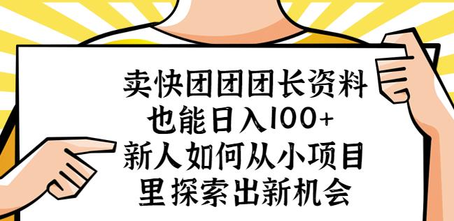 卖快团团团长资料也能日入100+新人如何从小项目里探索出新机会-淘金日记