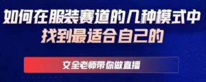 文全老师带你做直播线上课,如何在服装赛道的几种模式中找到最适合自己的-淘金日记