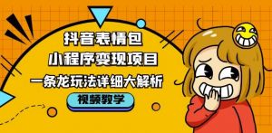抖音表情包小程序变现项目,一条龙玩法详细大解析,视频版学习!-淘金日记