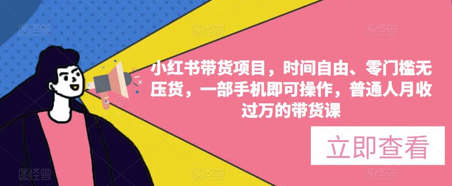 小红书带货项目，时间自由、零门槛无压货，一部手机即可操作，普通人月收过万的带货课-淘金日记