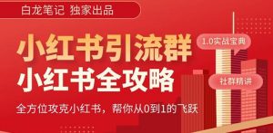 【白龙笔记】价值980元的《小红书运营和引流课》,日引100高质量粉-淘金日记