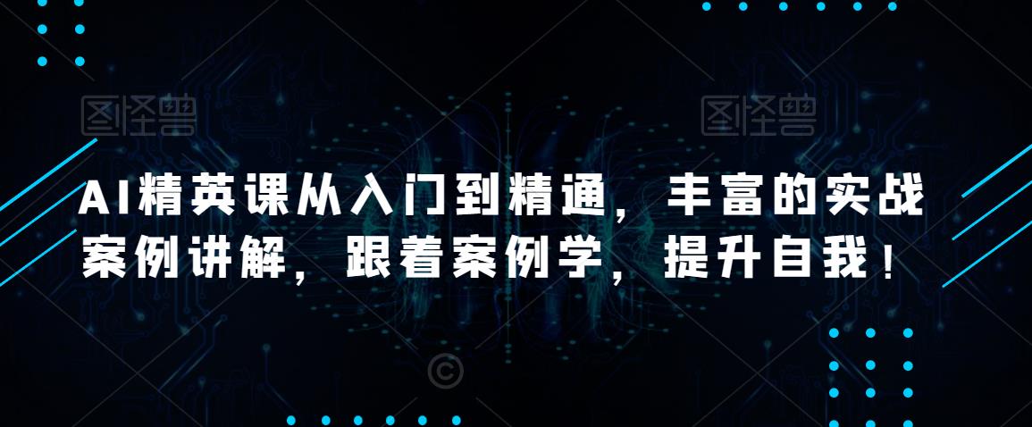 AI精英课从入门到精通，丰富的实战案例讲解，跟着案例学，提升自我！-淘金日记