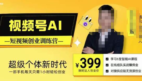 视频号AI短视频创业训练营,超级个体新时代,一部手机每天只需1小时轻松创业-淘金日记