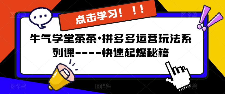 牛气学堂茶茶•拼多多运营玩法系列课—-快速起爆秘籍【更新】-淘金日记