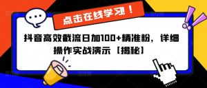 抖音高效截流日加100+精准粉，详细操作实战演示【揭秘】-淘金日记