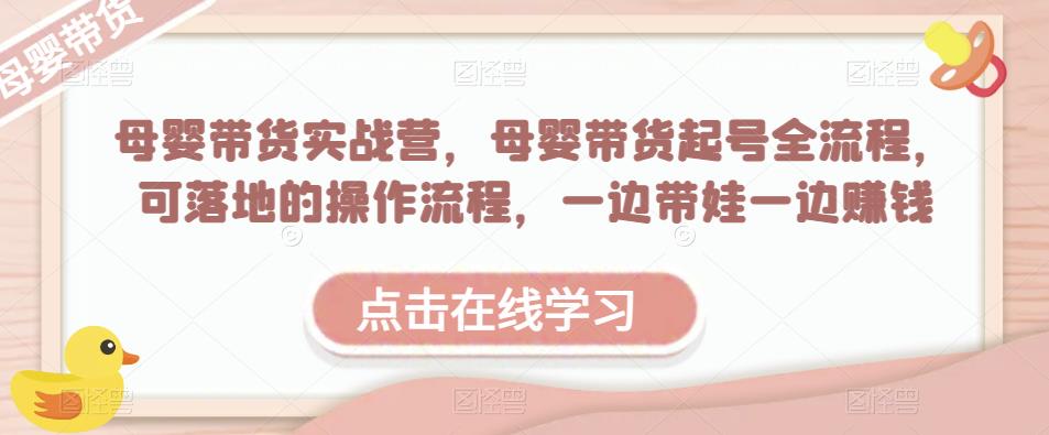母婴带货实战营,母婴带货起号全流程,可落地的操作流程,一边带娃一边赚钱(附素材)-淘金日记