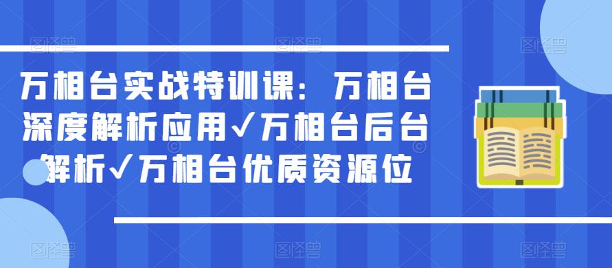 万相台实战特训课:万相台深度解析应用✔万相台后台解析✔万相台优质资源位-淘金日记