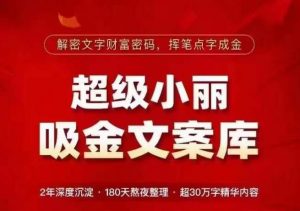 超级小丽·吸金文案库，解密文字财富密码，挥笔点字成金，超30万字精华内容-淘金日记