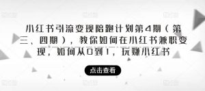 小红书引流变现陪跑计划|第4期（第三、四期），教你如何在小红书兼职变现，如何从0到1，玩赚小红书-淘金日记