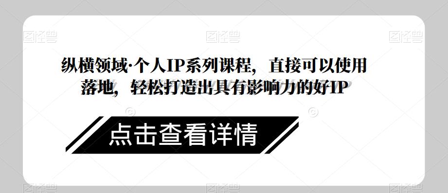 纵横领域·个人IP系列课程,直接可以使用落地,轻松打造出具有影响力的好IP-淘金日记