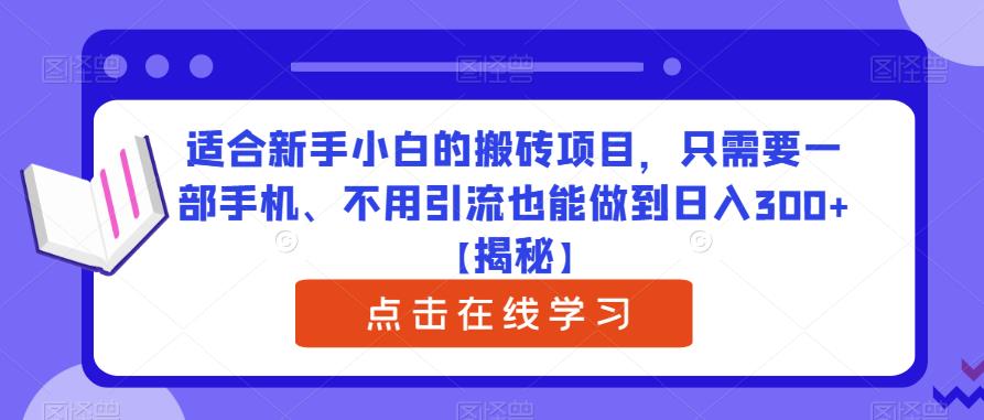适合新手小白的搬砖项目，只需要一部手机、不用引流也能做到日入300+【揭秘】-淘金日记