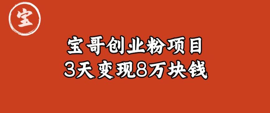 宝哥IP图文创业粉引流项目实战分享:单个账号3天涨粉1万,变现8万块钱(图文教程)【揭秘】-淘金日记