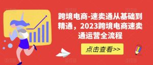 跨境电商-速卖通从基础到精通,2023跨境电商速卖通运营全流程-淘金日记