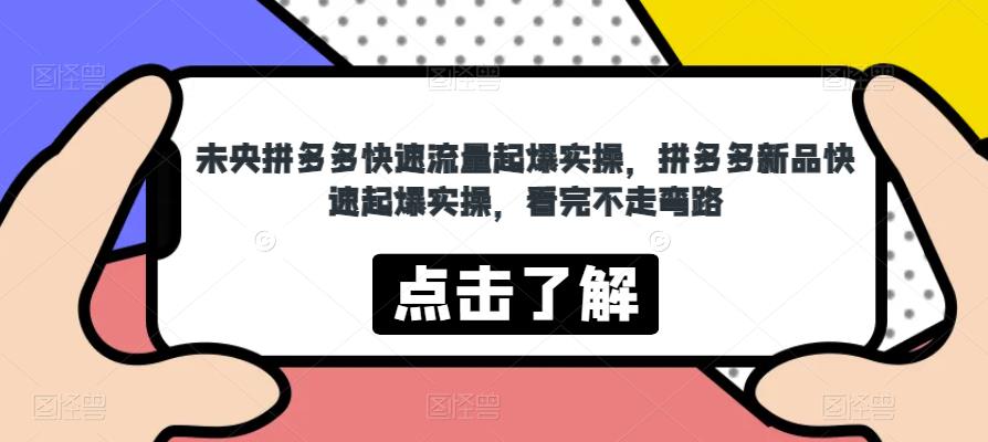 未央拼多多快速流量起爆实操，拼多多新品快速起爆实操，看完不走弯路-淘金日记