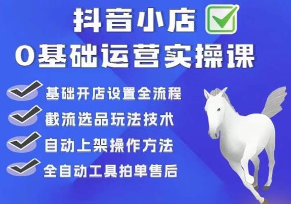 白马电商·0基础抖店运营实操课,基础开店设置全流程,截流选品玩法技术-淘金日记
