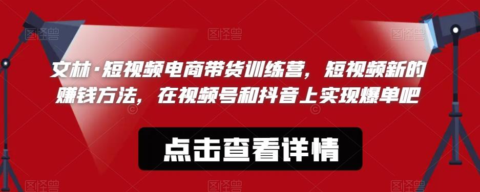 文林·短频视电商带训货练营,短视频的新赚钱方法,在视号频和抖音实上现爆单吧-淘金日记
