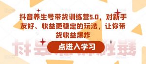 抖音养生号带货训练营5.0,对新手友好、收益更稳定的玩法,让你带货收益爆炸(更新)-淘金日记