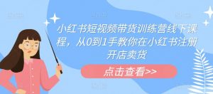 小红书短视频带货训练营线下课程，从0到1手教你在小红书注册开店卖货-淘金日记