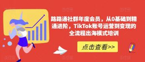 路路通社群年度会员,从0基础到精通进阶,TikTok账号运营到变现的全流程出海模式培训-淘金日记