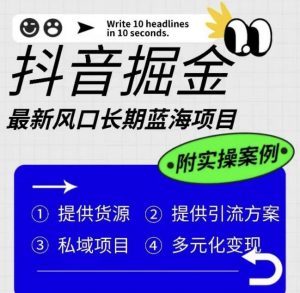 抖音掘金最新风口，长期蓝海项目，日入无上限（附实操案例）【揭秘】-淘金日记