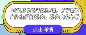 刘老师的外卖爆单课,6节课学会如何做好外卖,外卖商家必看-淘金日记
