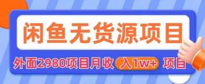 外面2980卖闲鱼无货源项目，月收入1w+【揭秘】-淘金日记
