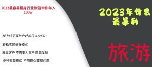 2023年最暴力项目,旅游业带你年入100万,线上线下双结合轻松日入5000+【揭秘】-淘金日记